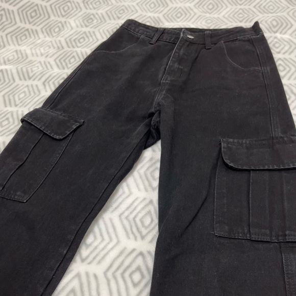 High waist jean cargo pants - Picture 2 of 3